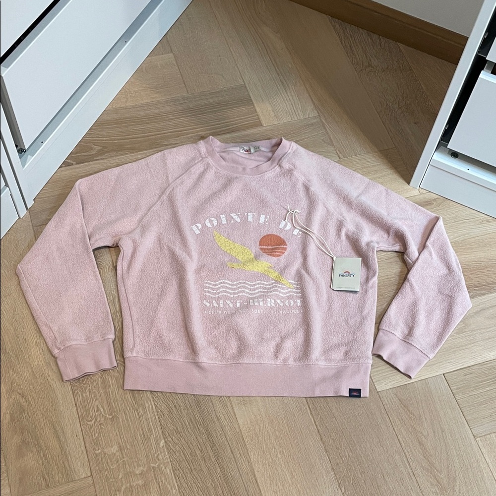 Faherty Beach Fleece Crew Sweater in Size XS